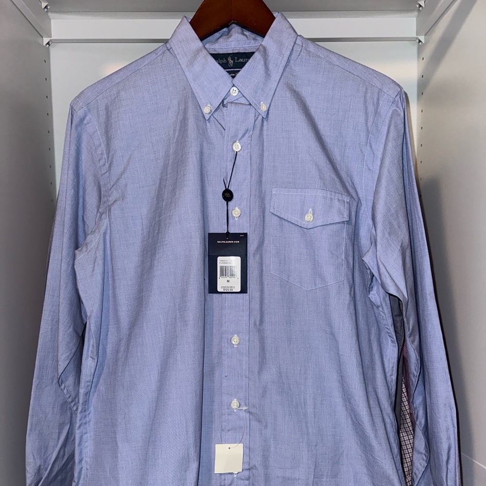 NWT Men’s Custom Fit Ralph Lauren Poplin Shirt Size M